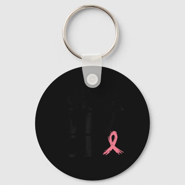 Pink Ribbon Warrior Breast Cancer Awareness Women  Keychain (Front)