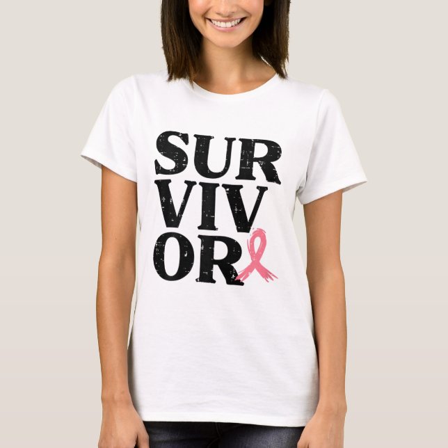 Pink Ribbon Warrior Breast Cancer Awareness Women  T-Shirt (Front)