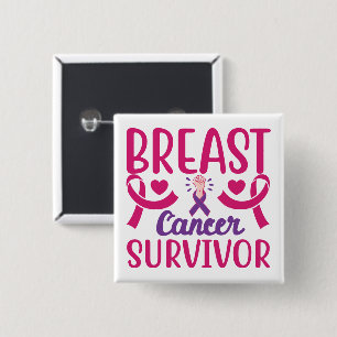 Pink Ribbon Warrior Chemo Breast Cancer Survivor Button