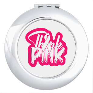 Pink Ribbon Warrior Fighter Survivor Breast Cancer Compact Mirror