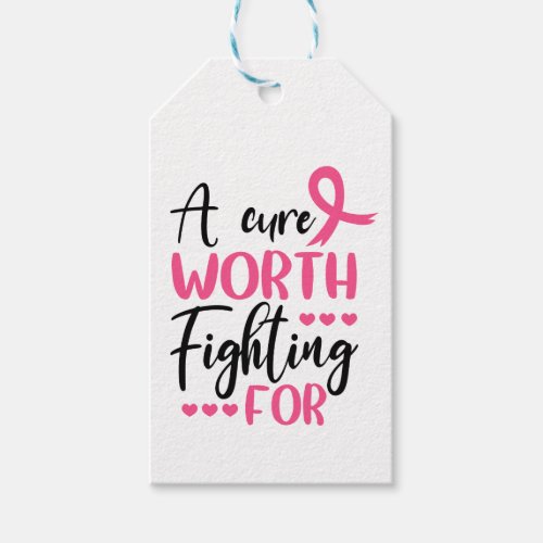 Pink Ribbon Warrior Fighter Survivor Breast Cancer Gift Tags