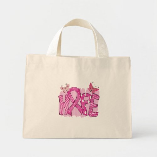 Pink Ribbon Warrior Survivor Fighter Breast Cancer Mini Tote Bag