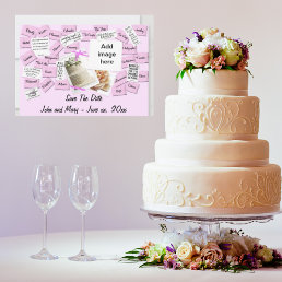 Pink Ribbon, Wedding Cake Save The Date Postcard