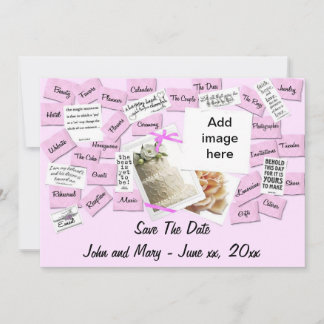 Pink Ribbon, Wedding Cake Save The Date Postcard
