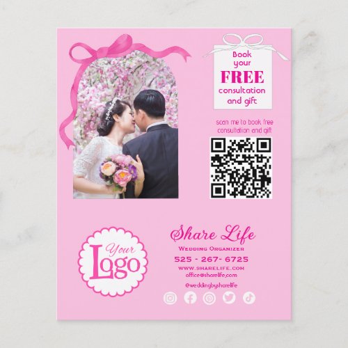 Pink Ribbon Wedding Organizer Business Flyer