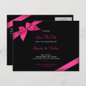 Pink Ribbon Wedding Save the Date 4 Announcement Postcard (Front/Back)