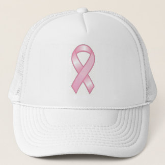 Pink Ribbon White Mesh Breast Cancer Awareness Cap