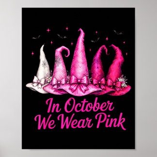 Pink ribbon witch hat breast cancer halloween poster