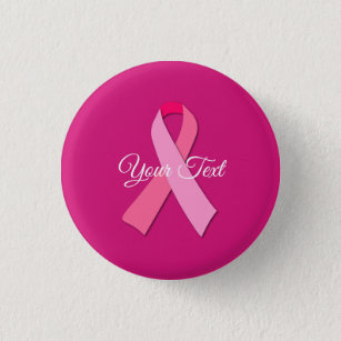 Pink Ribbon with Custom Text Button