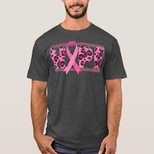 Pink Ribbon With Leopard Print Hope Breast Cancer  T-Shirt