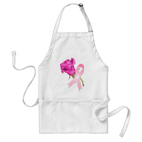 Pink Ribbon with Rose *Breast Cancer Awareness * zazzle_apron