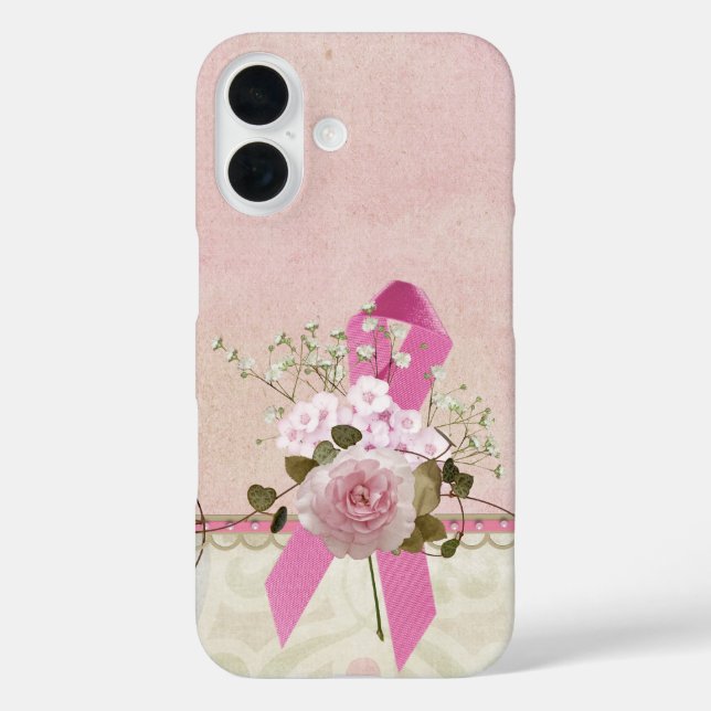 Pink Ribbon With Rose Case-Mate iPhone Case (Back)