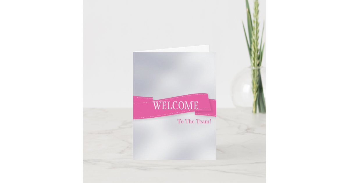 Pink Ribbon with White Border Cute Welcome Card | Zazzle