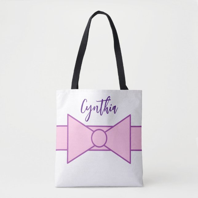 Pink Ribbon with White: Tote Bag (Front)