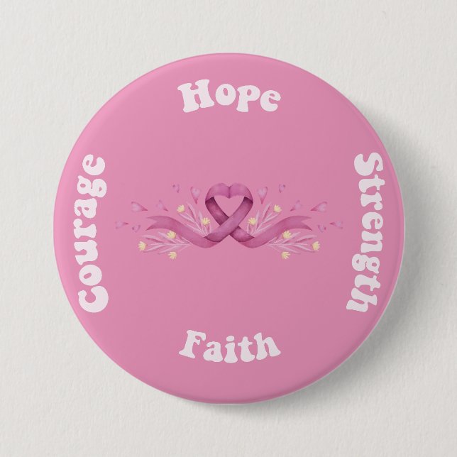 Pink Ribbon Women Cancer Awareness Breast Cancer  Button (Front)