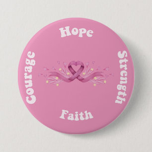 Pink Ribbon Women Cancer Awareness Breast Cancer Button