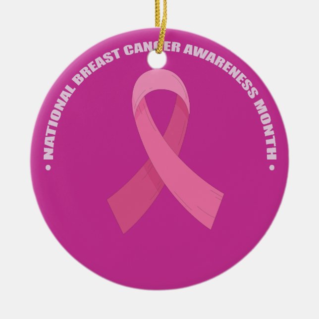 Pink Ribbon Women Cancer Awareness Breast Cancer  Ceramic Ornament (Front)