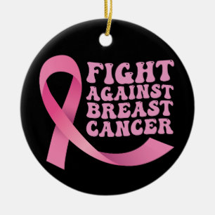 Pink Ribbon Women Cancer Awareness Breast Cancer Ceramic Ornament