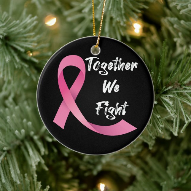 Pink Ribbon Women Cancer Awareness Breast Cancer  Ceramic Ornament (Tree)