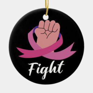 Pink Ribbon Women Cancer Awareness Breast Cancer  Ceramic Ornament