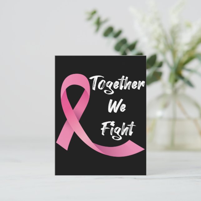 Pink Ribbon Women Cancer Awareness Breast Cancer  Postcard (Standing Front)