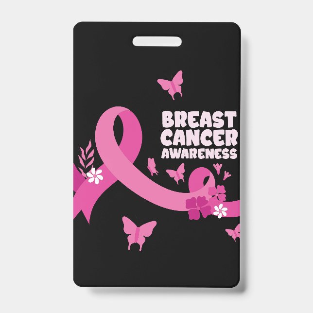 Pink Ribbon Women Cancer Breast Cancer Awareness  Badge (Front)