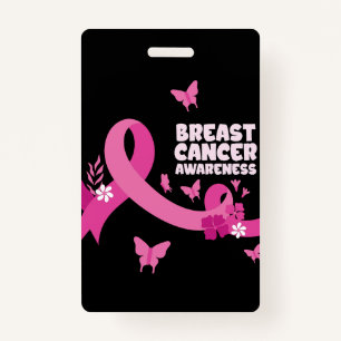 Pink Ribbon Women Cancer Breast Cancer Awareness  Badge