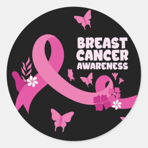 Pink Ribbon Women Cancer Breast Cancer Awareness  Classic Round Sticker