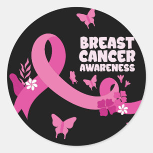 Pink Ribbon Women Cancer Breast Cancer Awareness Classic Round Sticker