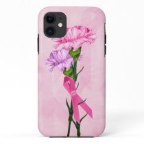 Pink Ribbons and carnations iPhone 11 Case