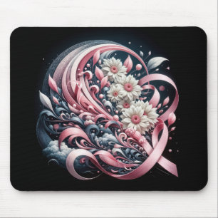 Pink Ribbons and Daisies Mouse Pad