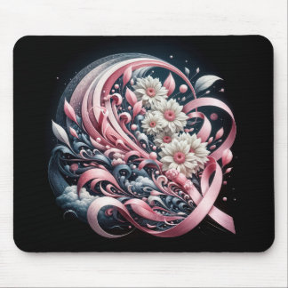 Pink Ribbons and Daisies Mouse Pad