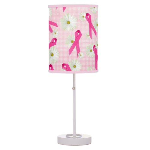 Pink Ribbons and Daisies Table Lamp