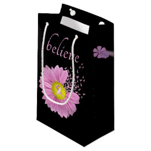 Pink Ribbons and Daisy Believe Small Gift Bag