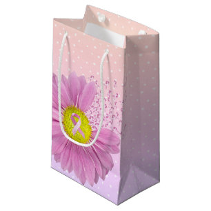 Pink Ribbons and Daisy On Polka Dots Small Gift Bag