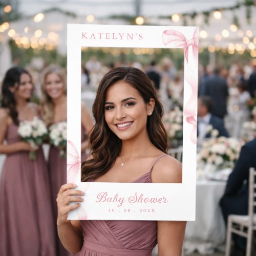 Pink Ribbons Baby Shower Selfie Frame