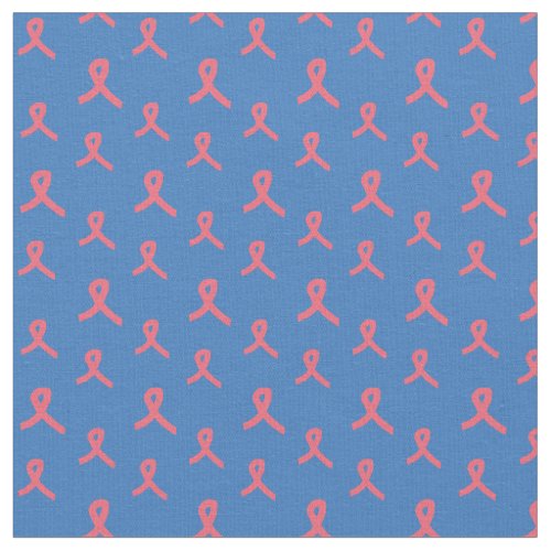 Pink RibbonS Blue Fabric