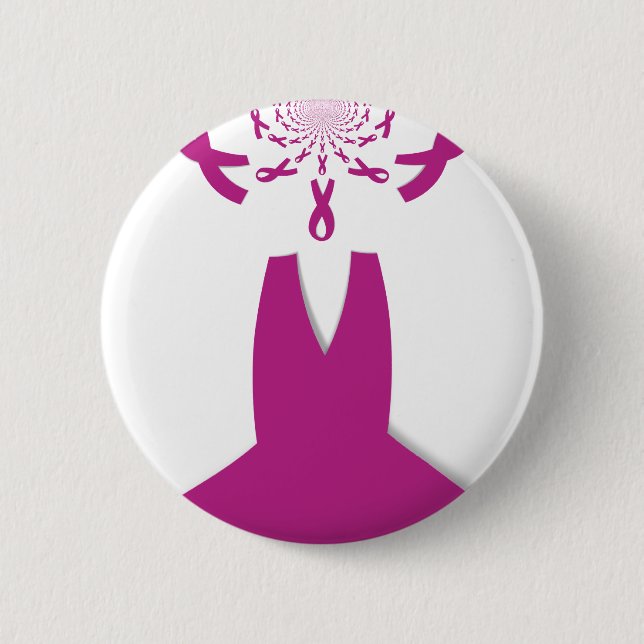 Pink Ribbons Breast Cancer Awareness Art Print Button (Front)