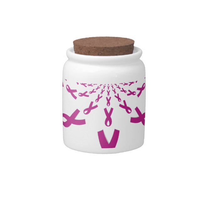 Pink Ribbons Breast Cancer Awareness Art Print Candy Jar (Front)