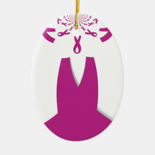 Pink Ribbons Breast Cancer Awareness Art Print Ceramic Ornament
