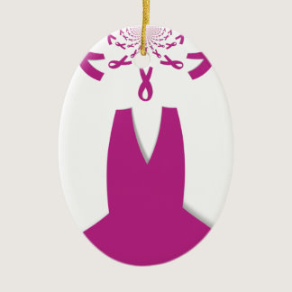 Pink Ribbons Breast Cancer Awareness Art Print Ceramic Ornament