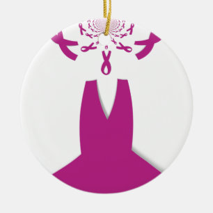 Pink Ribbons Breast Cancer Awareness Art Print Ceramic Ornament