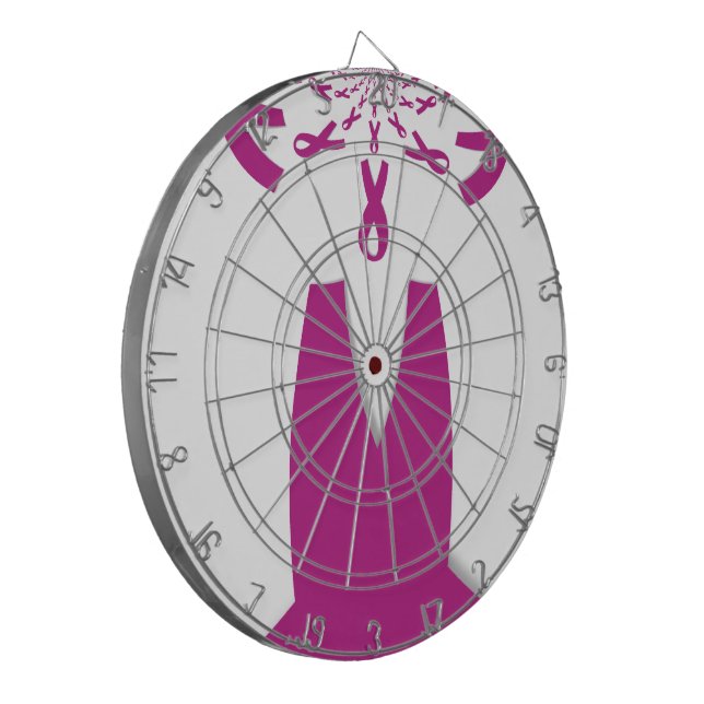 Pink Ribbons Breast Cancer Awareness Art Print Dart Board (Front Left)