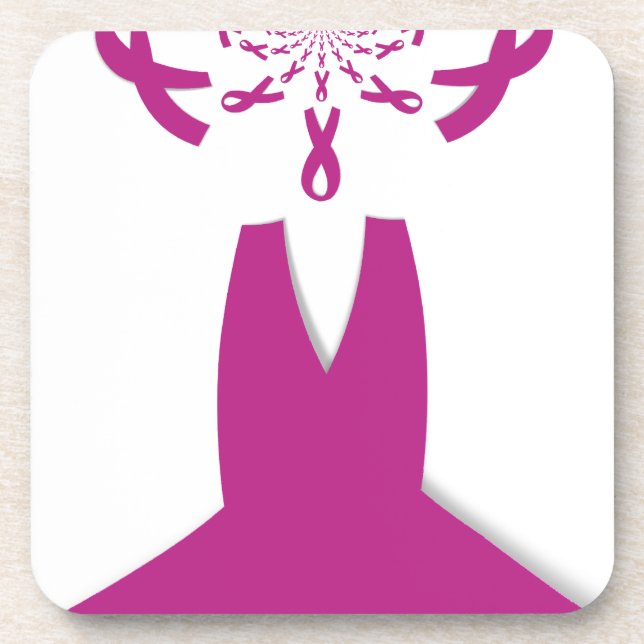 Pink Ribbons Breast Cancer Awareness Art Print Drink Coaster (Front)