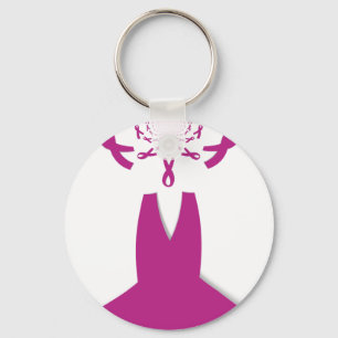 Pink Ribbons Breast Cancer Awareness Art Print Keychain