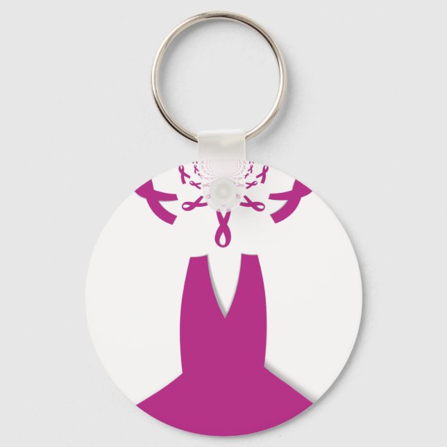 Pink Ribbons Breast Cancer Awareness Art Print Keychain (Front)