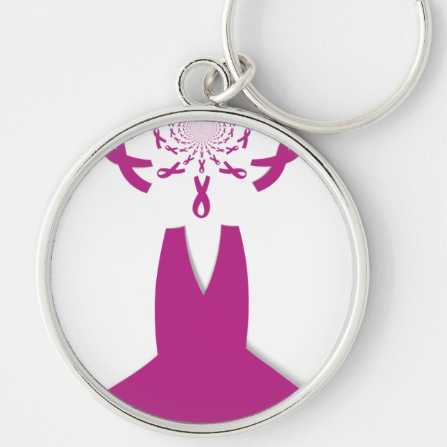 Pink Ribbons Breast Cancer Awareness Art Print Keychain (Front)