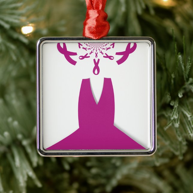 Pink Ribbons Breast Cancer Awareness Art Print Metal Ornament (Tree)