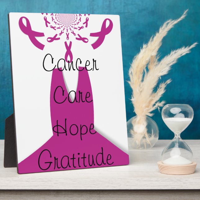 Pink Ribbons Breast Cancer Awareness Art Print Plaque (Side)
