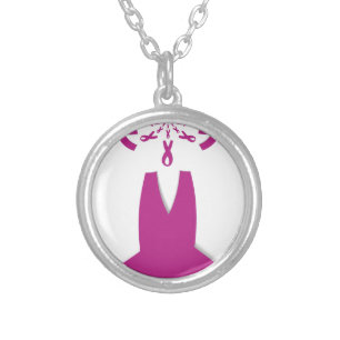 Pink Ribbons Breast Cancer Awareness Art Print Silver Plated Necklace